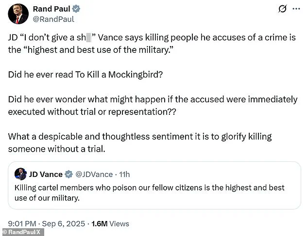 Rand Paul Critiques JD Vance's Support for U.S. Strike on Venezuelan Drug-Linked Vessel Amid Legal and Moral Debate