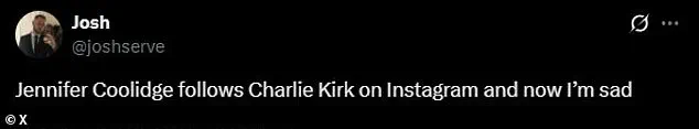 Jennifer Coolidge's Instagram Following of Assassinated Conservative Activist Charlie Kirk Sparks Backlash