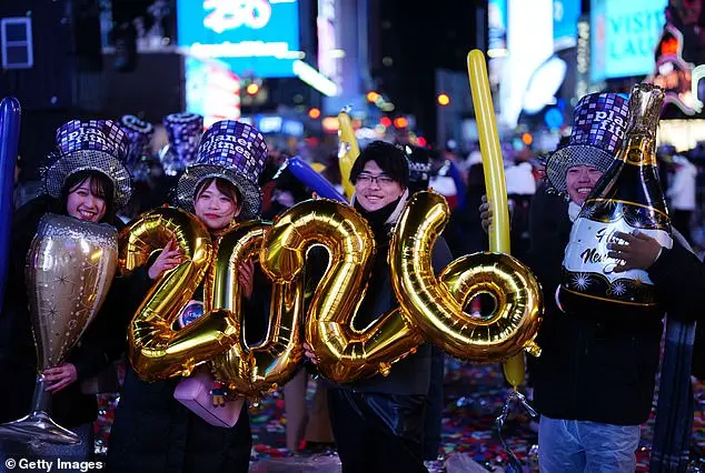Festive Spirits Shine in Times Square as Thousands Celebrate New Year's Eve Amid Cold Temperatures