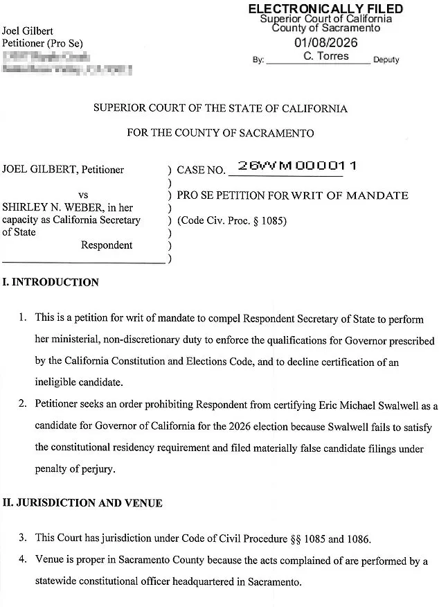 Legal Challenge Over Residency Requirements Limits Access to Gubernatorial Race for Swalwell