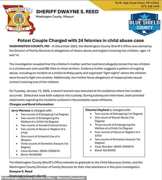 Potosi Parents Face Systemic Abuse and Neglect Charges as Investigation Reveals Harrowing Two-Year Nightmare